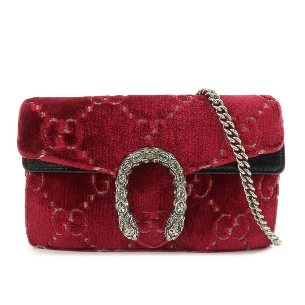 Gucci Velvet Dionysus Super Mini Bag Flap Red